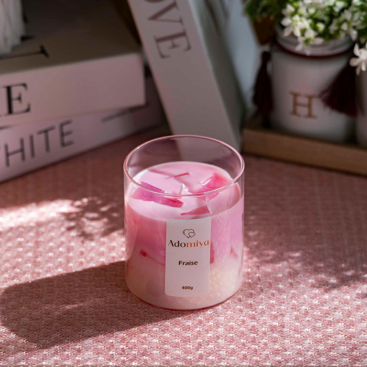 Bougie latte fraise