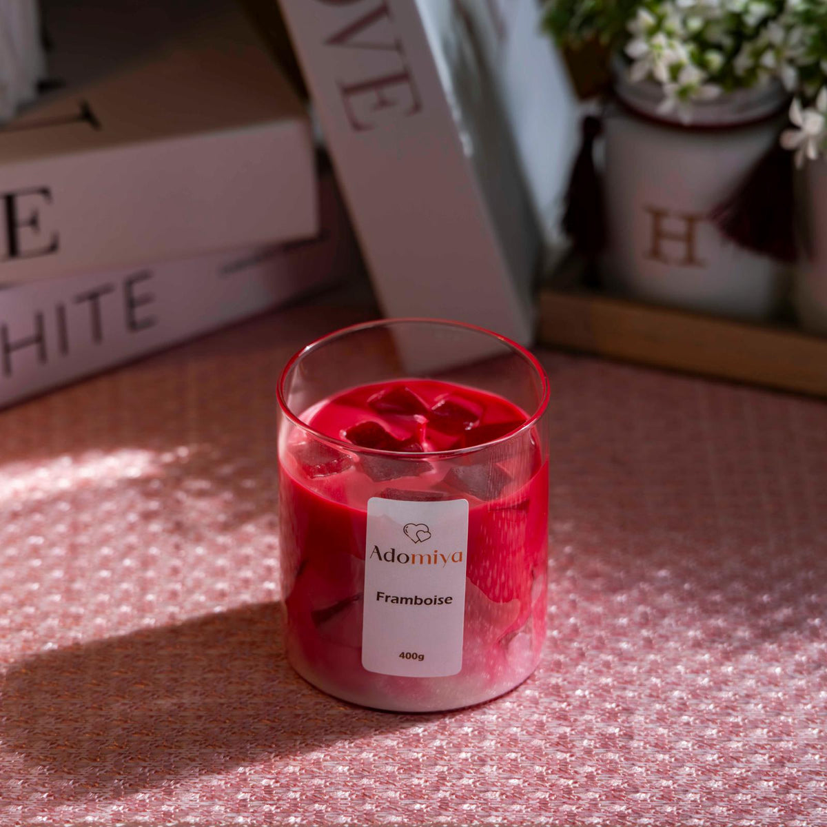 Bougie latte framboise
